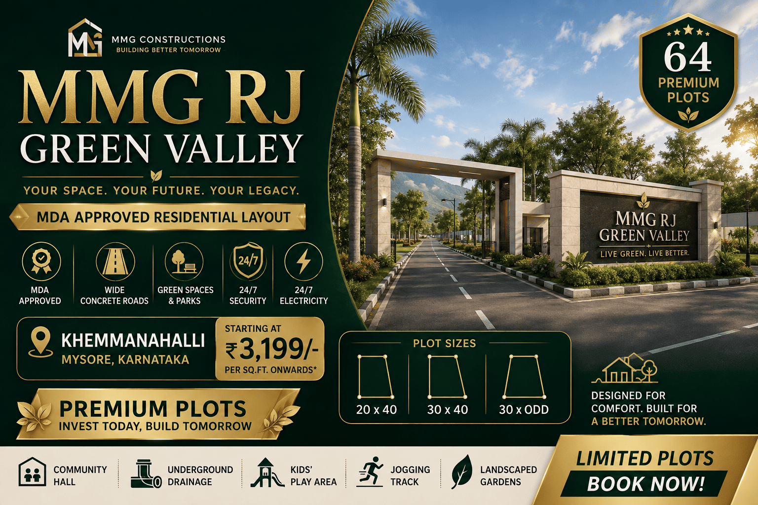 MMG RJ Green Valley Mysore - MDA Approved Residential Plots